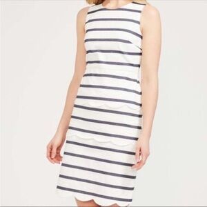 J. McLaughlin Providence Dress Striped Navy White Scallop Preppy 4​ nautical